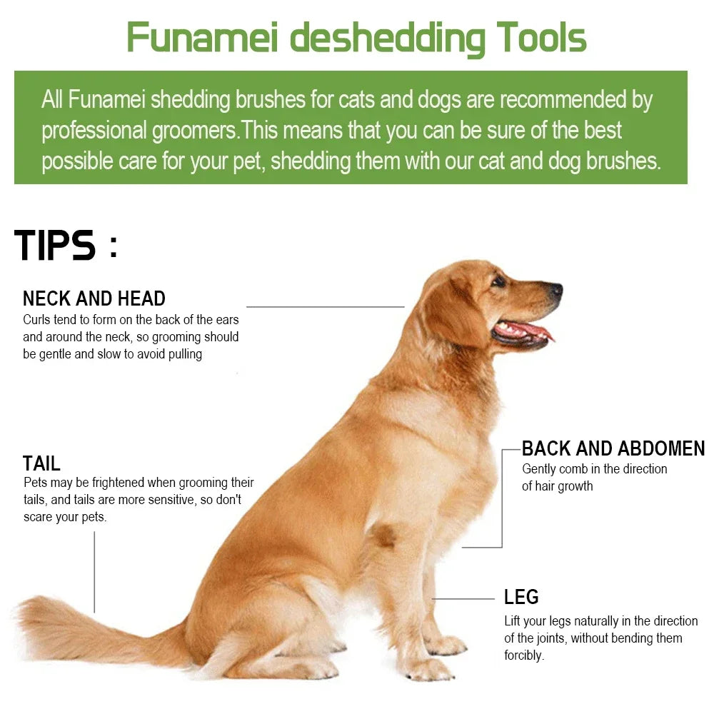 Pet Deshedding Brush & Grooming Comb – For Dogs & Cats, All Coat Types