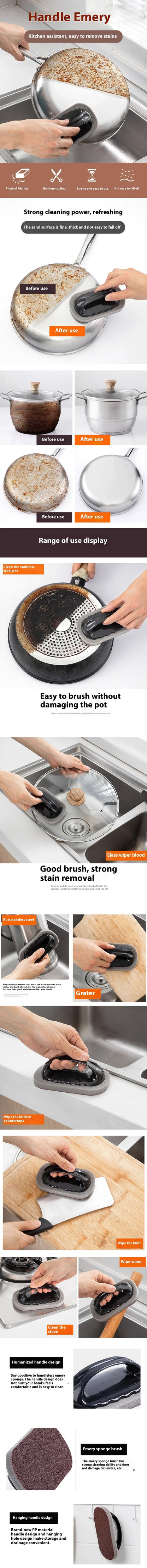Magic Emery Sponge Eraser Cleaner – Rust & Stain Remover with Handle