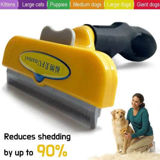 Pet Deshedding Brush & Grooming Comb – For Dogs & Cats, All Coat Types