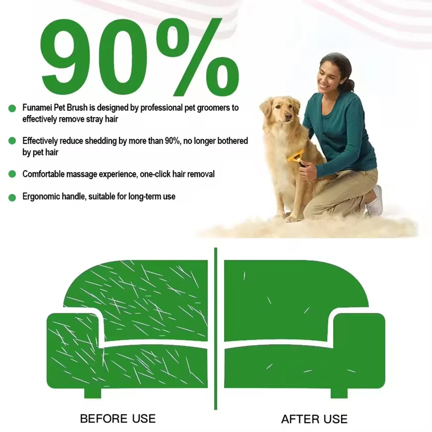 Pet Deshedding Brush & Grooming Comb – For Dogs & Cats, All Coat Types
